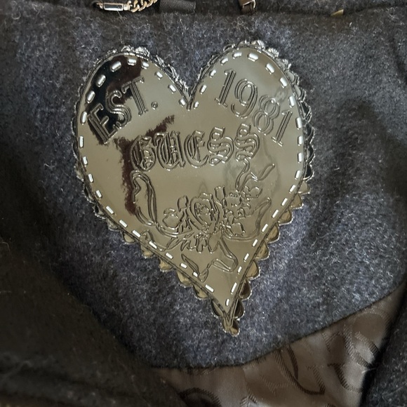 Guess Black and Gray Plaid Toggle Coat - Picture 3 of 7